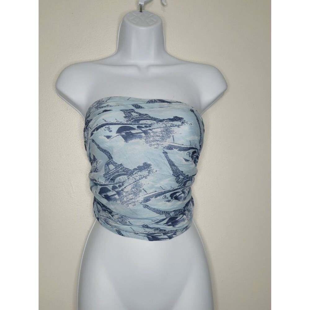 Eiffel Tower blue cotton silk blend multi wear tie scarf coverup vacation cute